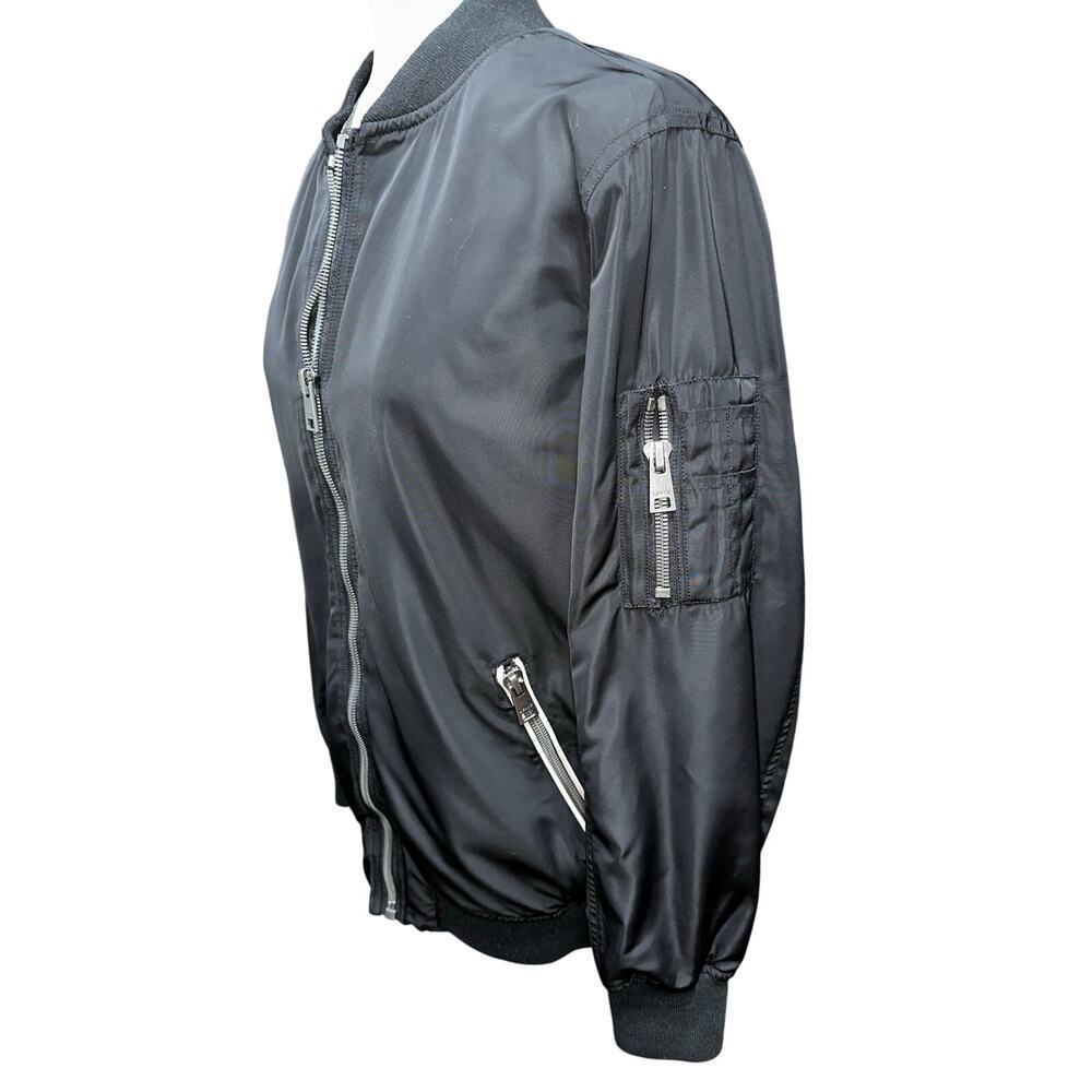 Levi’s Jacket Women’s Black Bomber Biker Elastic Ribbed Zip Melanie Newport 1X - Picture 3 of 14